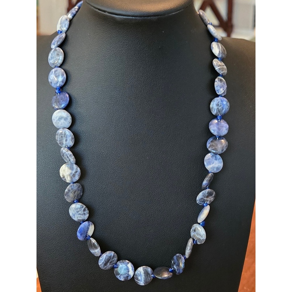 Artisan Sodalite Blue Disc Necklace Vintage